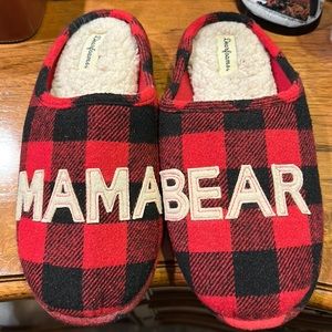 “MAMA BEAR” plaid slippers